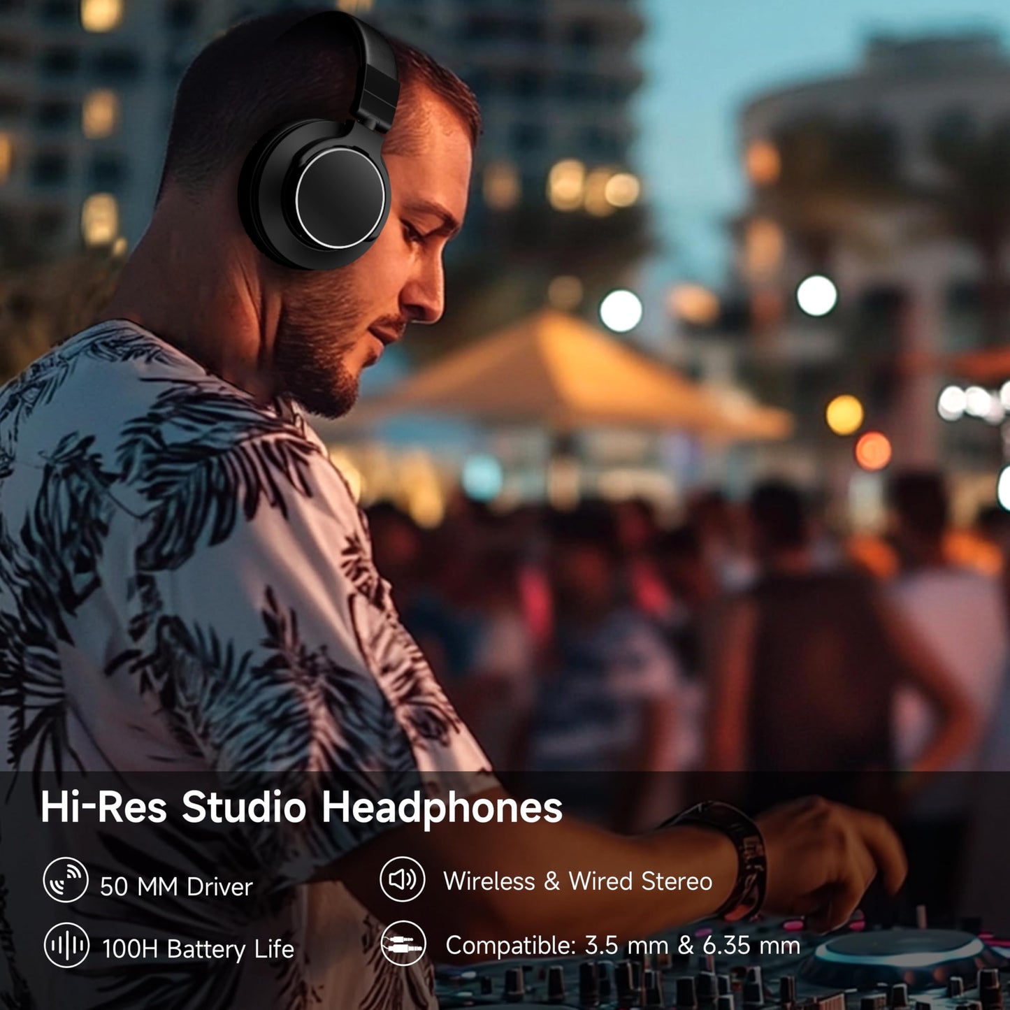 Bluetooth Headphones Over Ear, Bluetooth 5.4, 100H Playtime, Headphones Wireless With Mic, 1/4 To 3.5Mm Wired Audio Jack For Stu