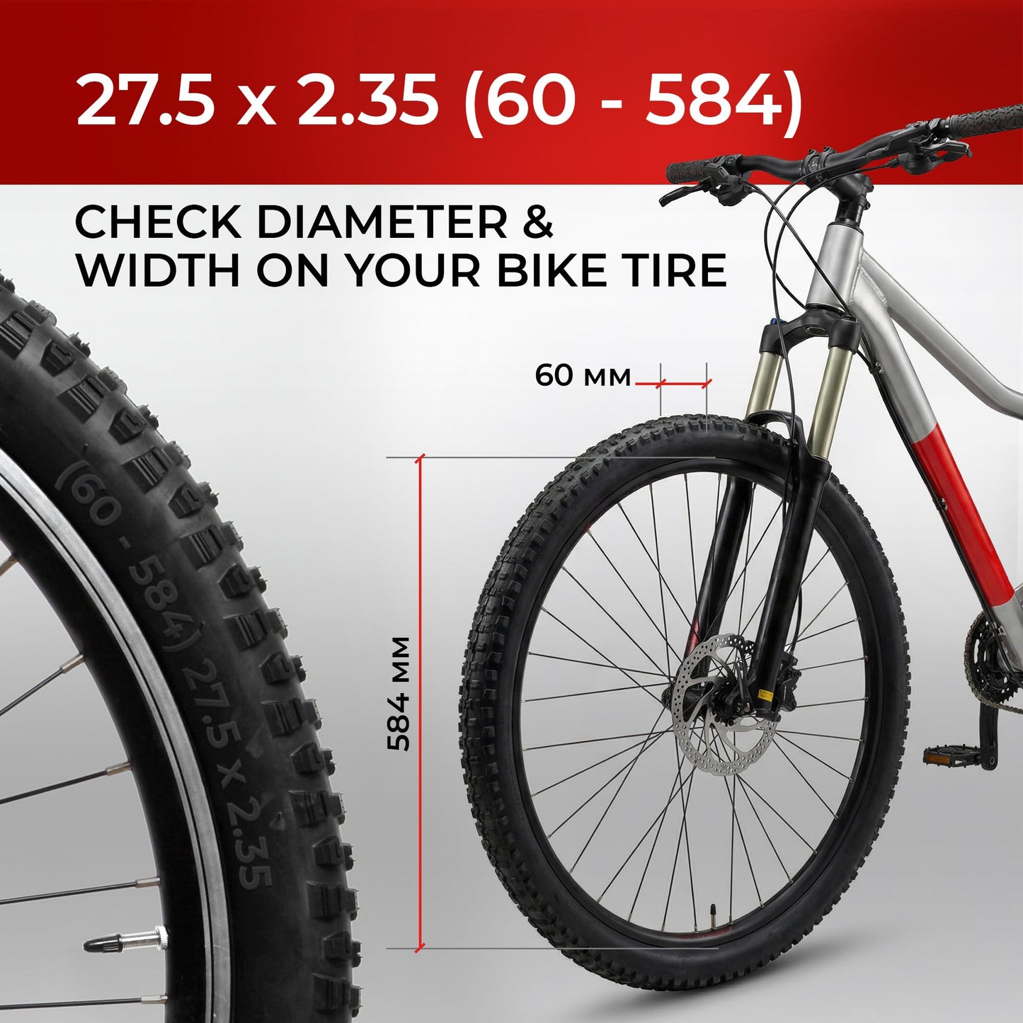 Fincci Maori Tubeless 27.5x2.35 Bike Tire 120 TPI - 2er Foldable Aramid 27.5 Mountain Bike Tires with 1mm Nylon Puncture Protection - 27.5" Tyre for MTB, Electric, XC, Enduro, Hybrid Bicycles