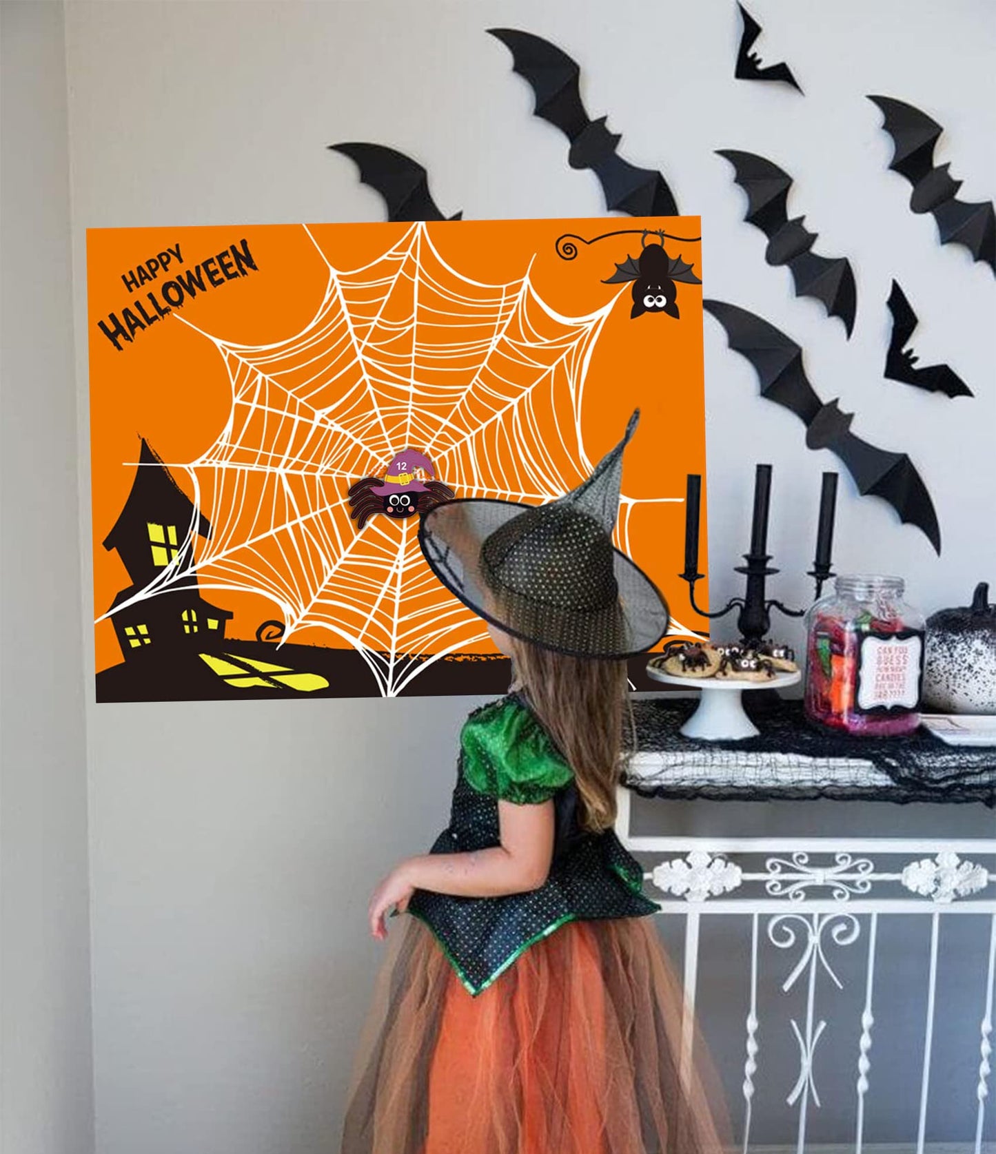 Funnlot Halloween Party Games for Kids Pin The Spider on The Web Halloween Party Games Activities Pin The Tail