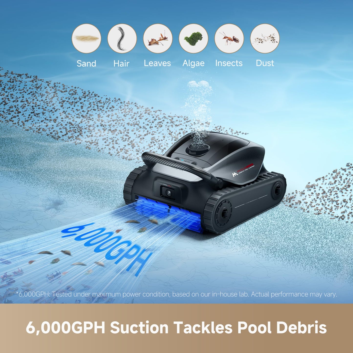 MOVA Diver A10 Cordless Robotic Pool Vacuum Cleaner, 6,000GPH Suction, 240min Runtime, Wall Climbing & Double-Pass Waterline Scrubbing, AI-Powered Edge Cleaning & Path Planning, Auto Parking, 8 Modes