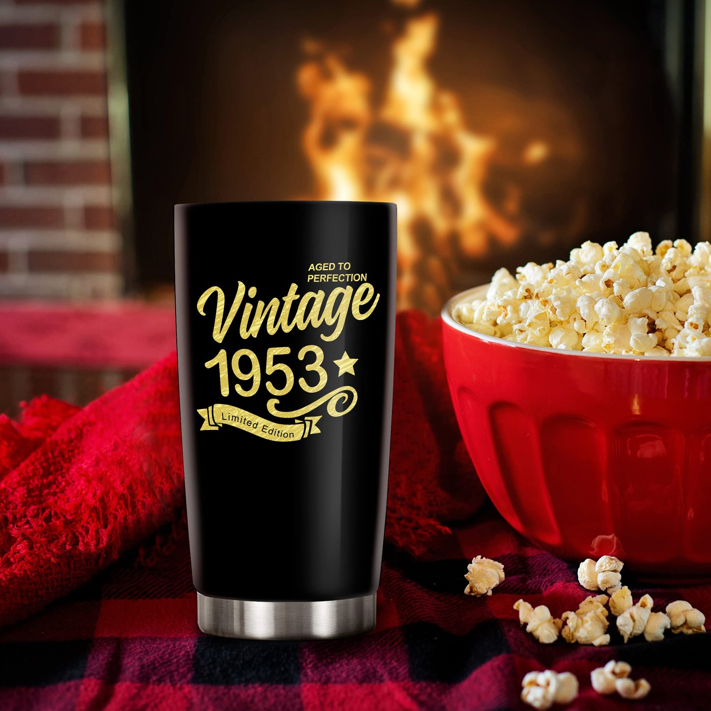KERAOO Happy 72th Birthday Tumblers Gifts for Men Women, Back in 1953 Stainless Steel Tumblers Gifts, 1953 72 Years Old Birthday Gift For Wife Husband Mom Dad