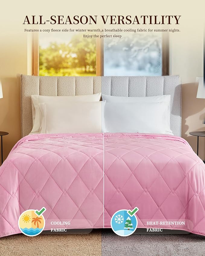 L'AGRATY Queen/King Size Weighted Blanket for Adults 20lbs, 80"x87" — Cooling Breathable Heavy Blanket with Glass Beads for Sleeping Perfect Hot Sleepers & Couples Machine Washable All-Season Pink