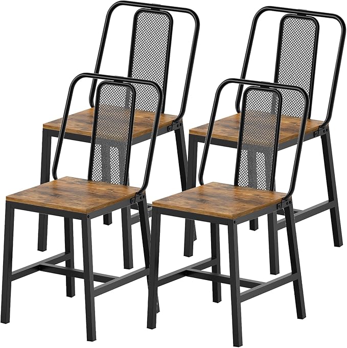 YATINEY Dining Chairs Set of 4, Wooden Kitchen Chairs, Farmhouse Dining Chairs with Back Support, for Living Room, Kitche...