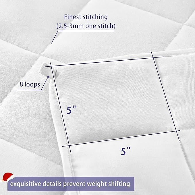 yescool Weighted Blanket for Adults (20 lbs, 60” x 80”, White) Cooling Heavy Blanket for Sleeping Perfect for 190-210 lbs, Queen Size Breathable Blanket with Premium Glass Bead, Machine Washable