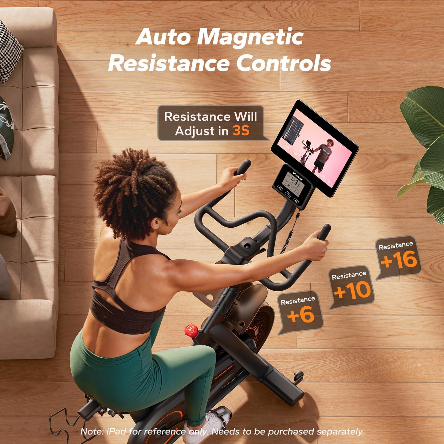 Merach Magnetic Exercise Bike, Heavy Duty Stationary Bike with Automated Resistance, 350 Lbs Weight Capacity, Low Noise Indoor Workout Bike for Home Gym with Self-Developed App