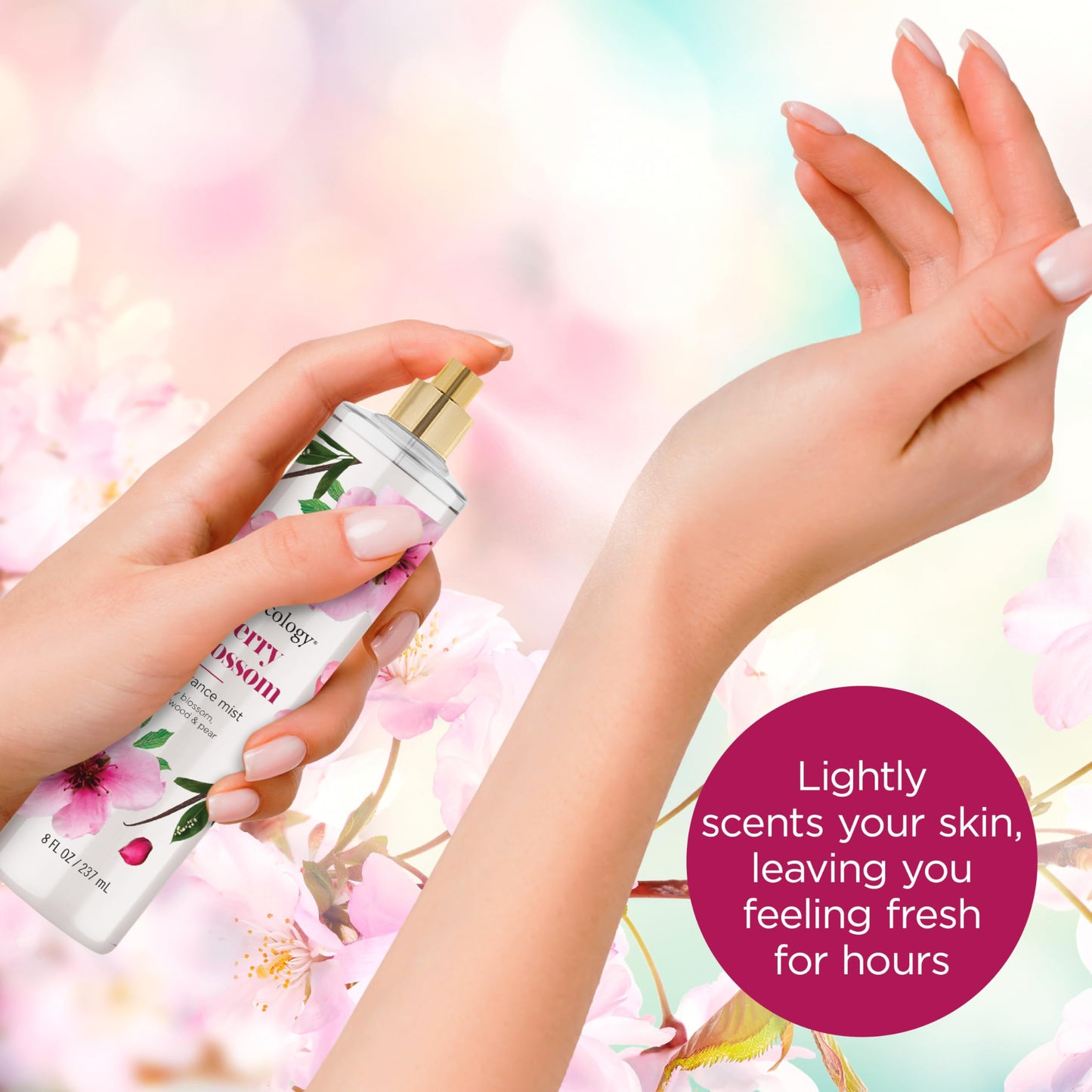Bodycology Long-Lasting Fragrance Body Mist, Cherry Blossom, 8 fl oz (Pack of 2)