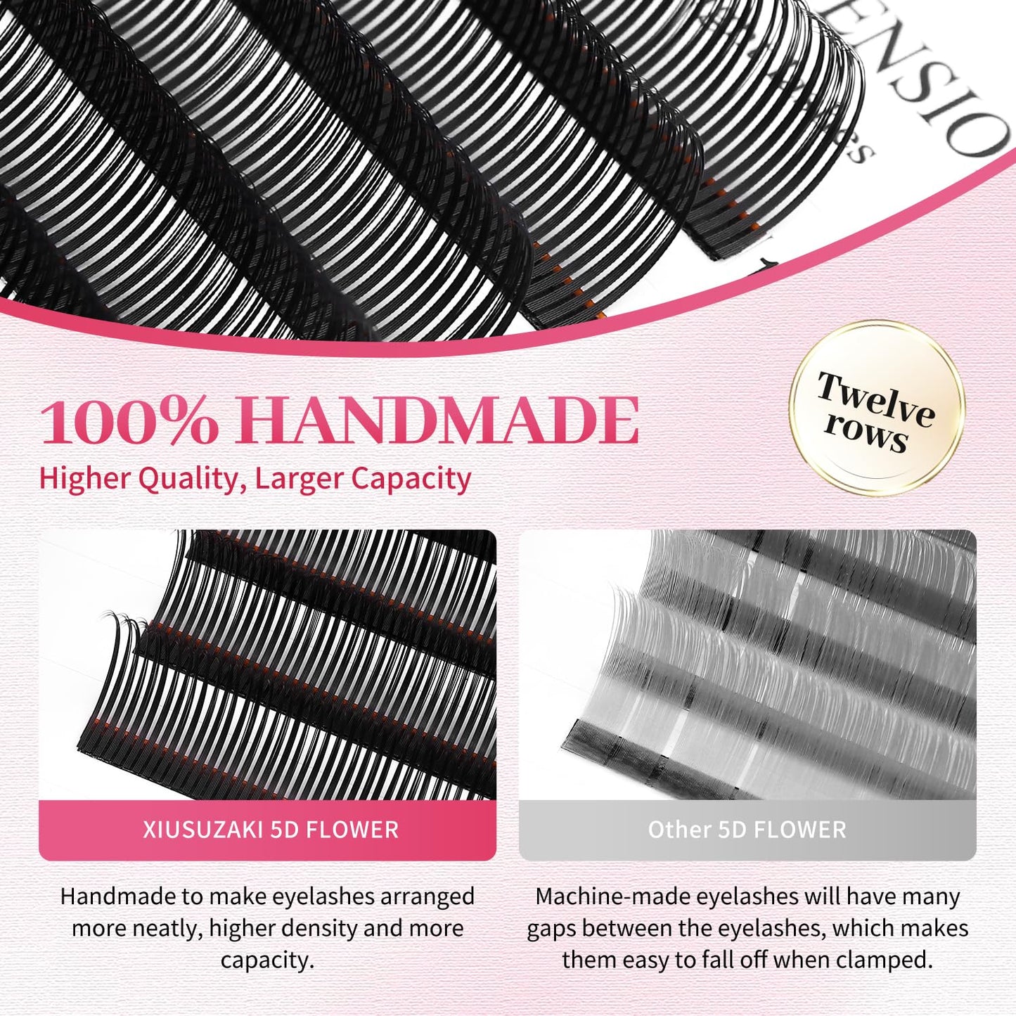5D Flower Lash Extensions Spikes Lashes 0.07 Matte Black D Curl Lashes 9mm Volume Eyelash Extension Lash Trays Professional Use(5D Flower,0.07-D,9mm)