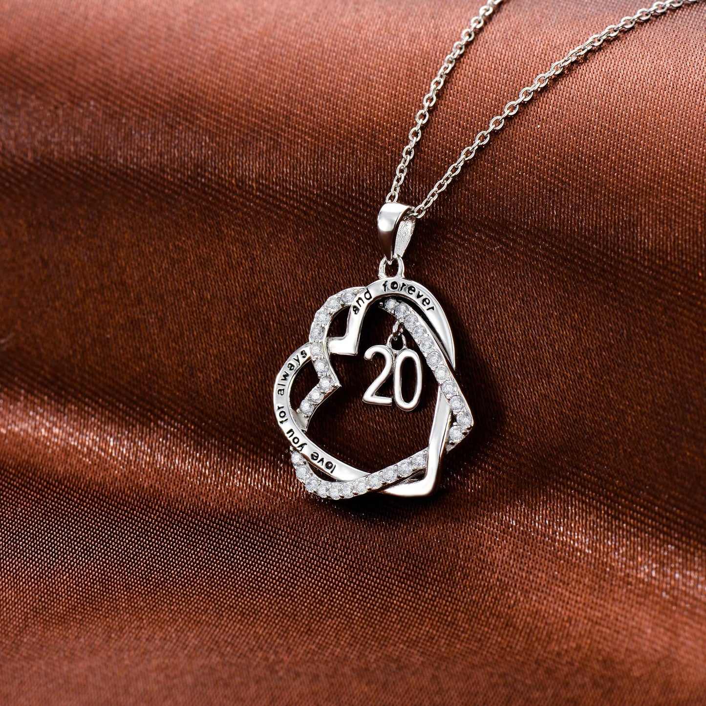 TOUPOP 20th Birthday Gifts for Women Sterling Silver Forever Love Heart Pendant Necklace Sweet 20 Necklace Anniversary Jewelry 20 Years Old Jewelry Gifts for Her Girlfriend