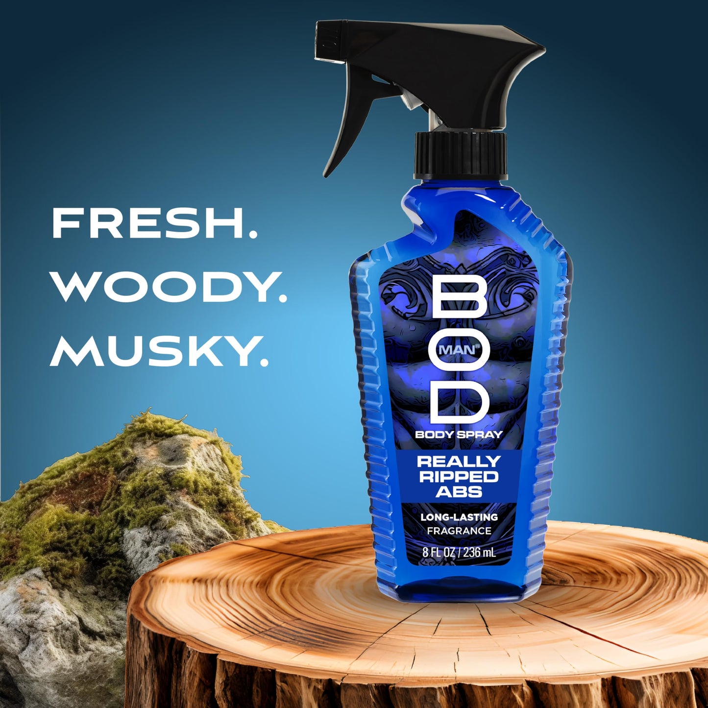 BOD man Fragrance Body Spray, Really Ripped Abs, 8 fl oz (Pack of 2)
