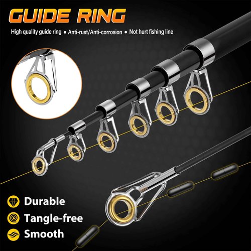 PLUSINNO Fishing Pole, Fishing Rod and Reel Combo,Telescopic Fishing Rod Kit with Spinning Reel, Collapsible Portable Fishing Pole with Carrier Bag for Freshwater Saltwater Fishing Gifts for Men Women