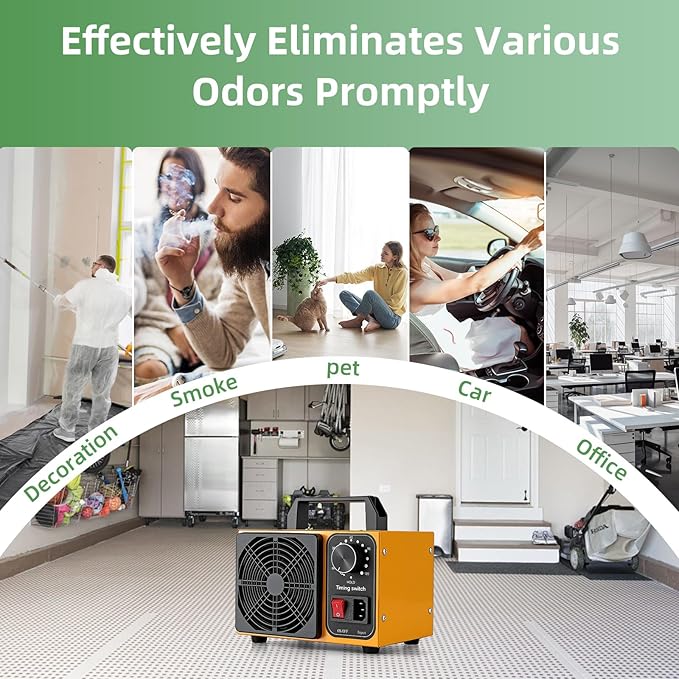 HHGM 108,000mg/h Dual-Fan Ozone Machine Generator High Capacity Ozone Odor Eliminator Odor Removal Air Purifier Ionizer & Deodorizer for Car, Home, Smoke, Pets, Industrial, Basement, Commercial