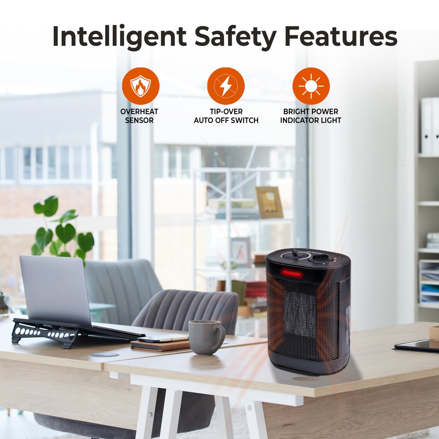 Comfort Zone Space Heater For Indoor Use, Electric With Thermostat, Ptc Fast Heating, 3 Heat Settings, Portable, Overheat Protec