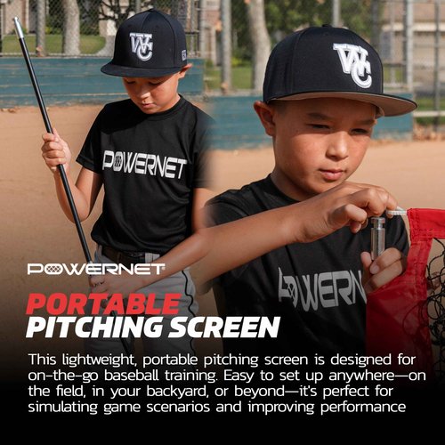 PowerNet Pitching Zone Pro 9 Hole Strike Zone Softball & Baseball Net, Portable Pitching Net with Targets, Includes Sandbags & Carry Bag (9 Targets)