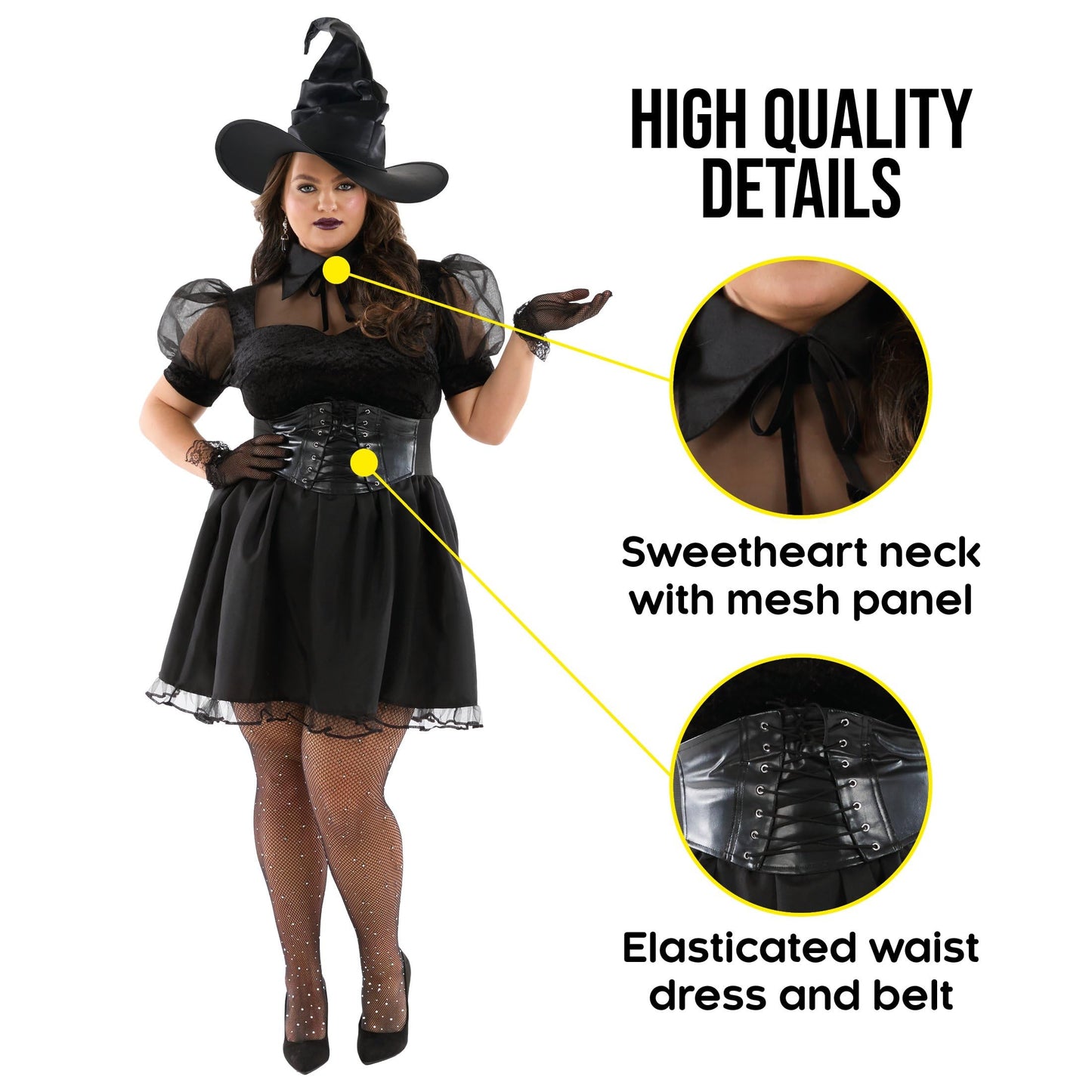 Morph Witch Costume for Women - Wicked Witch Halloween Costume for Adults - Spooky Women's Costume for Parties, Large