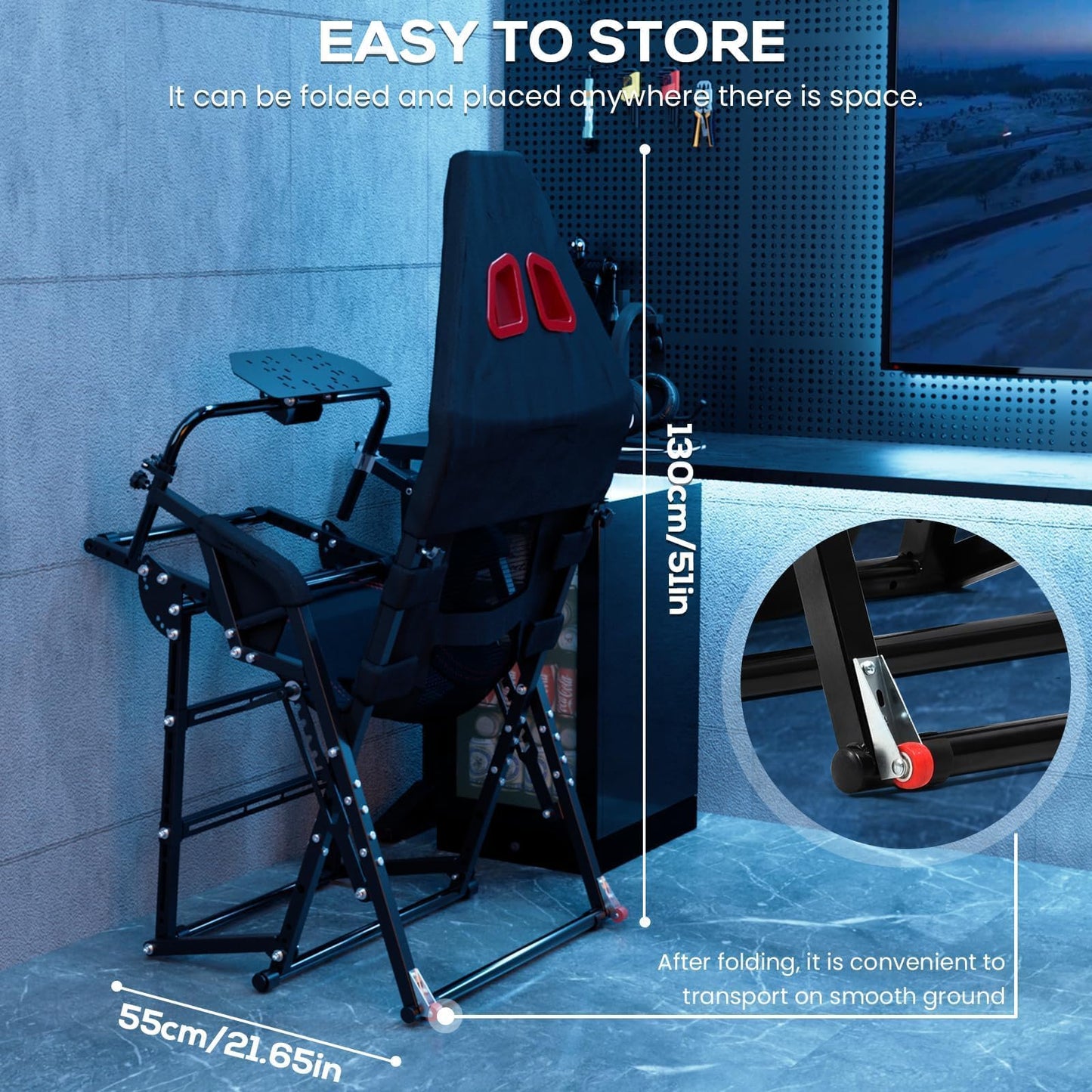 Gazzyt Foldable Racing Simulator Cockpit Fit for Logitech G29 G920 G923, for Thrustmaster T248 T300, for Fanatec Direct Drive Wheels (≤10Nm),Wheel and Pedals Not Included