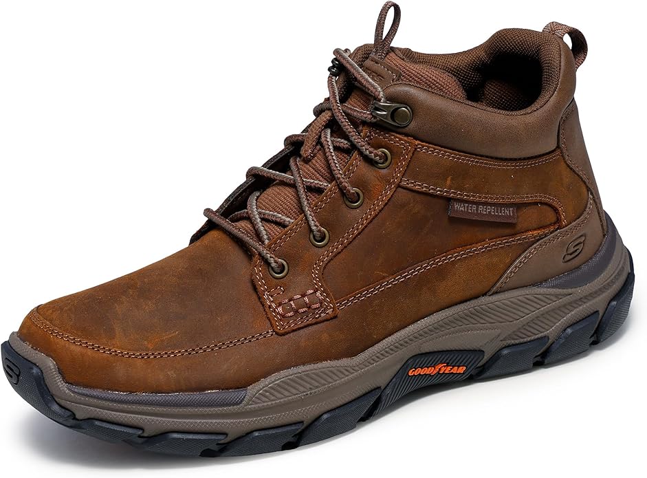 Skechers Men's Respected-Boswell Mid Top Leather Moc Toe Sneakers