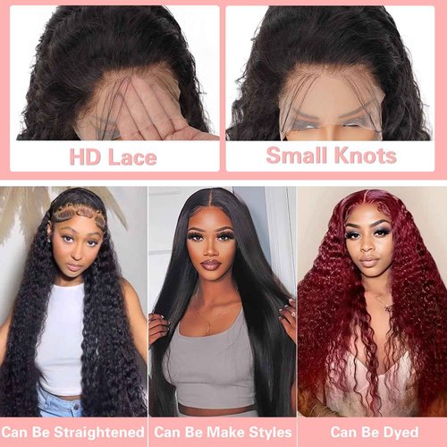 crownew 26 Inch Water Wave Lace Front Wigs Human Hair Pre Plucked Wet And Wavy 13x4 Hd Lace Frontal Wig Human Hair 180 Density For Women Bouncy Soft Deep Curl Glueless Tangle Free Natural Hairline