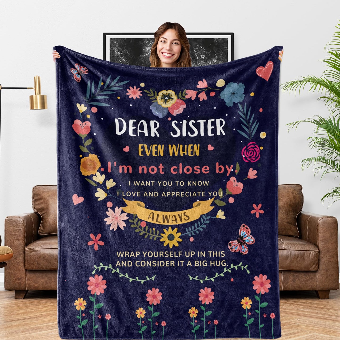 AISDE Sister Gifts Blanket, Sister Gifts from Sisters, Sisters Birthday Valentines Presents Throw Blanket 60'' x 50''