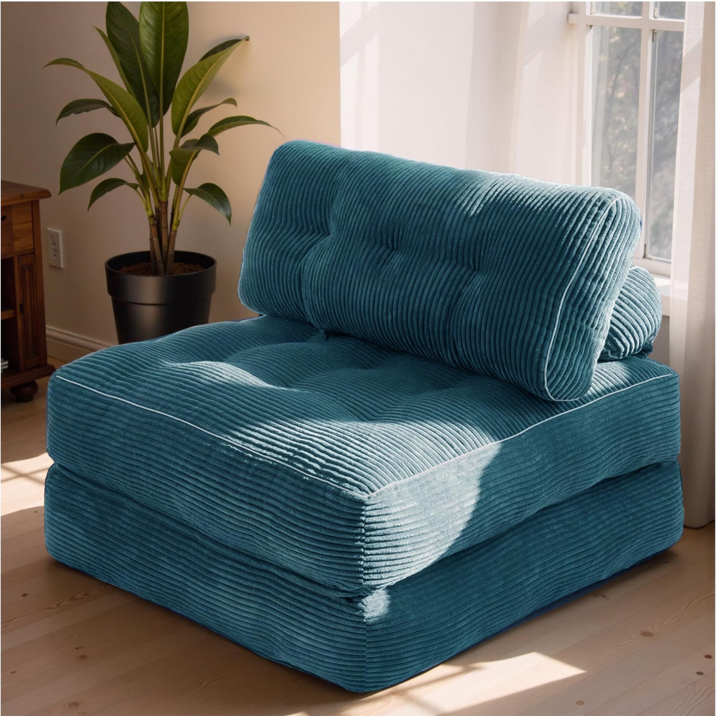 LFCREATOR Folding Sofa Bed,Convertible Sleeper Chair for Adults, Folding Sofa Bed Foam Filling Couch with Pillow，Sleeper Chairs Single Size Floor Mattress,Dark Blue