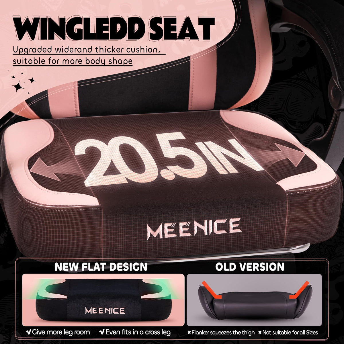 Pink Gaming Chair Cute with Cat Ears Paw Lumbar and Cushion,Ergonomic Computer Chair with Footrest,Reclining PC Game Chair for Girl Computer Chair 300lbs for Adult