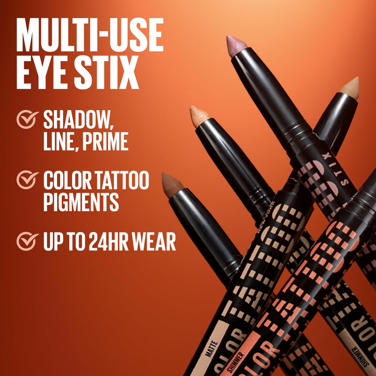 Maybelline Color Tattoo Longwear Multi-Use 24HR Eye Shadow Stix, Rich, Long Lasting Eyeshadow, Eyeliner and Eye Primer Stick, I