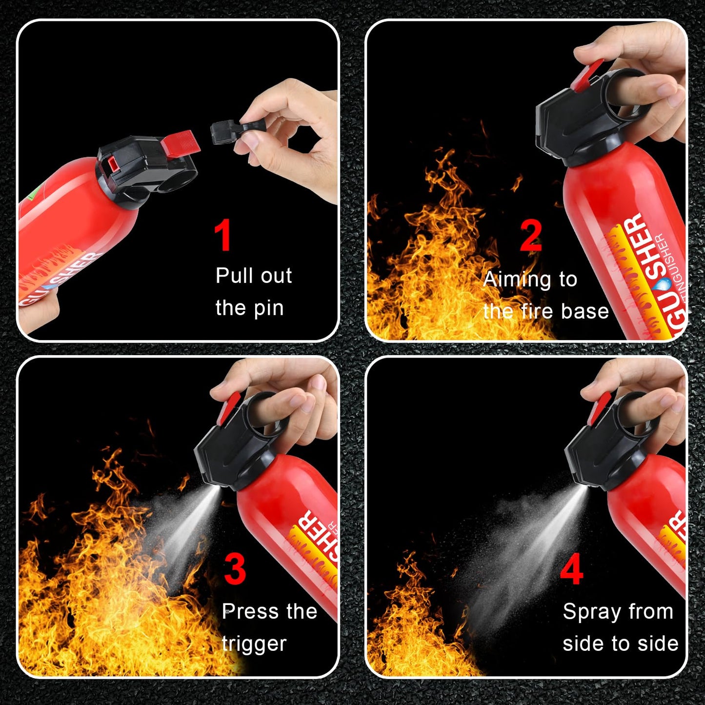 Fire Extinguisher for Home, 3Pack Car Fire Extinguisher with Mount, 4 in 1 Portable Kitchen Fire Extinguisher for A, B, C, K Category, 620ml Water-Based Fire Extinguisher for Truck Boat Home Office