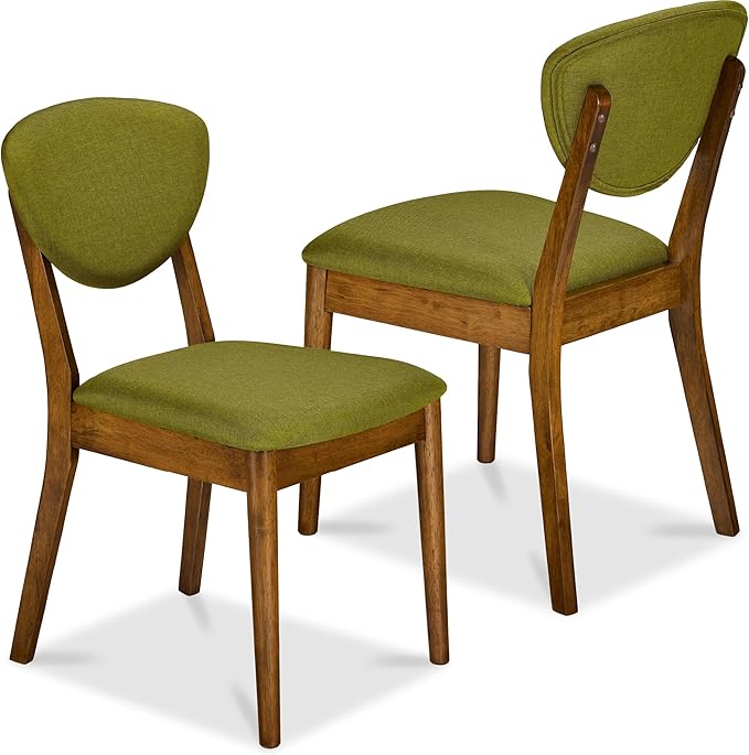 Best Choice Products Dining Chairs Set of 2, Mid-Century Modern Upholstered Wood, Armless w/Seat Cushion, Padded Backrest...