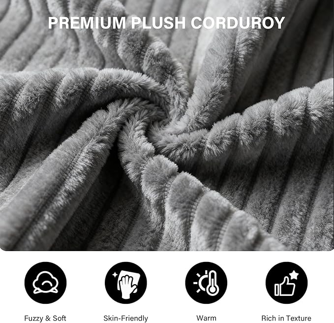 LAUSAINT HOME 96" Modular Sectional Sofa Couches, L-Shaped Boneless Cloud Sofa with 3 Deep Seat, 5 Cushiones Oversized Chaise for Living Room, Bedroom, Plush Corduroy Fabric (Left, Grey)