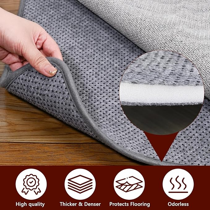 Non Slip Rug Pad Gripper, 4 x 6 Ft Extra Thick Foam Under Area Rug Carpet Pads for Any Hard Surface Floors, Keep Your Carpets Safe and in Place, Prevent Rug from Wrinkling or Buckling