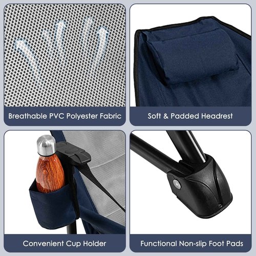 Tangkula Hammock Camping Chair, Portable Camp Chair with Retractable Footrest, Adjustable Back, Headrest, Cup Holder & Carry Bag, Outdoor Folding Lawn Chair for Camping, Fishing, Hiking