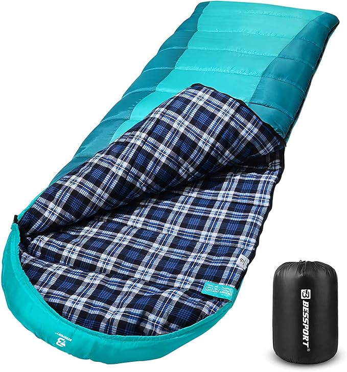 Bessport Sleeping Bag Winter | Flannel Lined 18℉ - 32℉ Extreme 3-4 Season Warm & Cool Weather Adult Sleeping Bags Large | ...