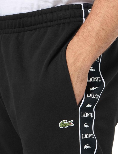 Lacoste Men's Tapered Fit Sweatpants W/Taping On Sidess, Black, S