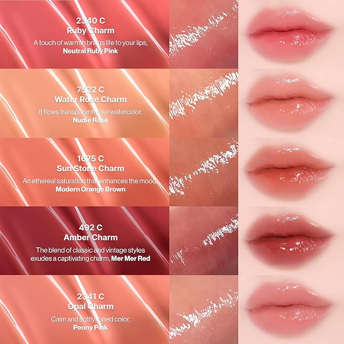 ENTROPY Makeup 2-in-1 Charm Shiny Glowy Lip & Cheek Gloss Tint Keychain, High Pigment Long Lasting Lip Color & Plumping Gloss, C7 Spinel Charm