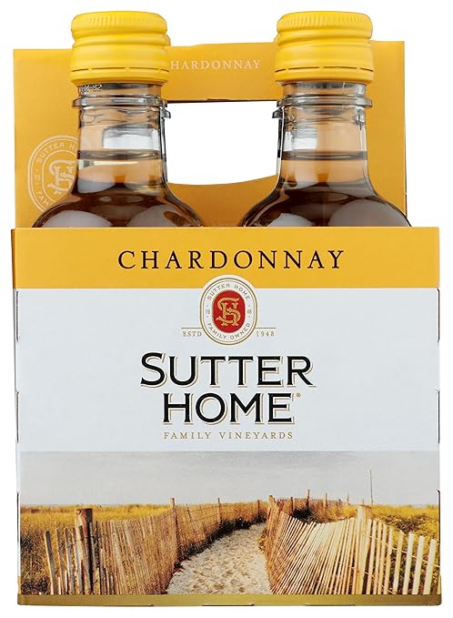 Sutter Home Chardonnay, White Wine, 187 mL Bottles, 4 pack