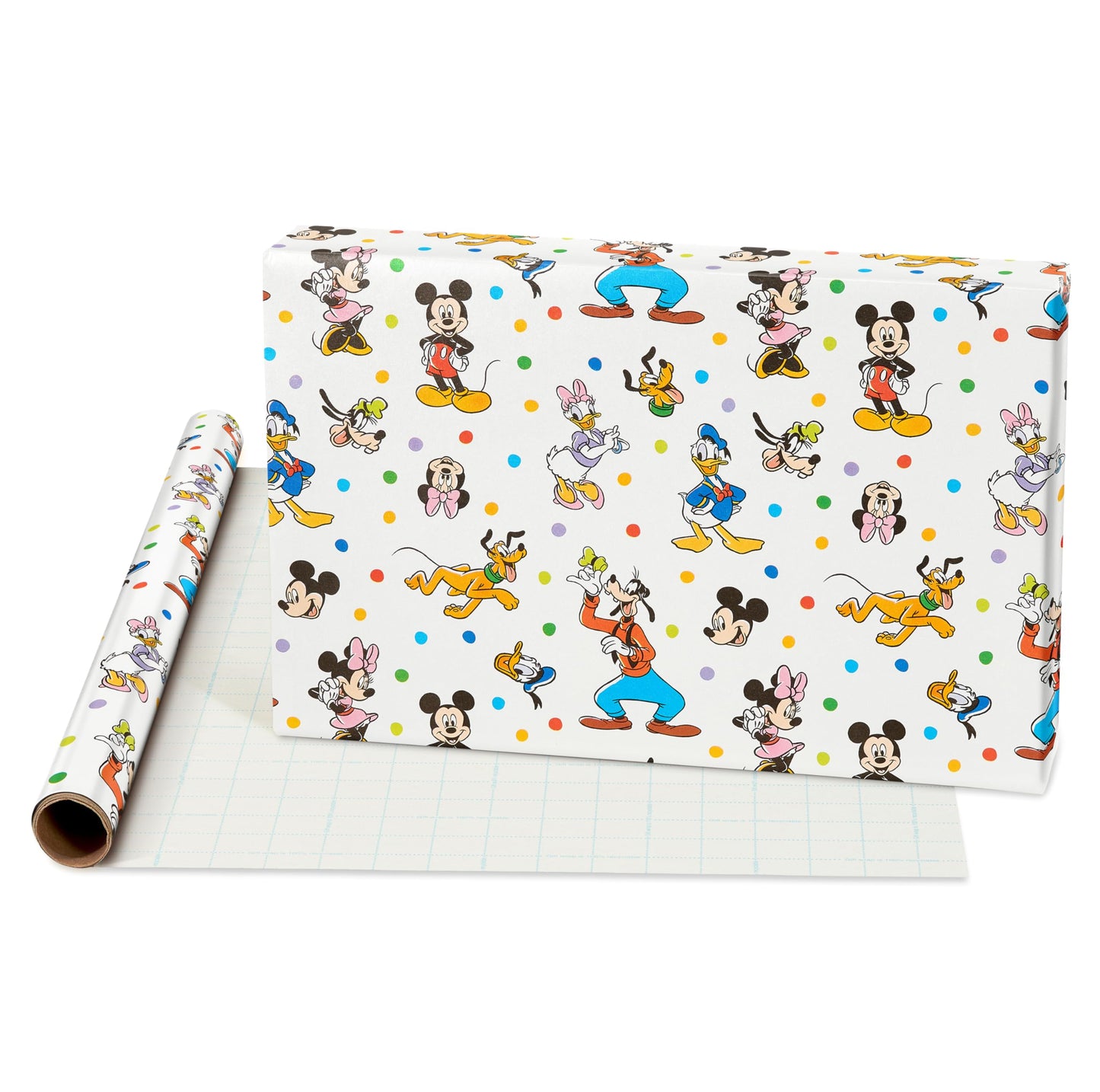 American Greetings 105 sq. ft. Disney Wrapping Paper Set with Gridlines for Kids Birthday, Baby Shower and All Occasions, Mickey Mouse, Minnie Mouse, Pluto and Polka Dots (3 Rolls, 30 in. x 14 ft. each)