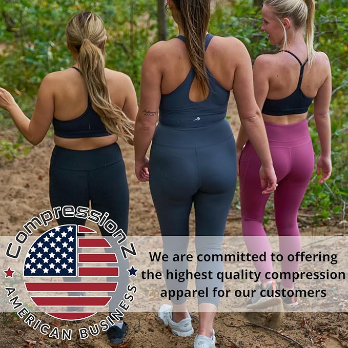 CompressionZ Women's Compression Leggings High Waisted Performance Shaping Gym, Pilates, Travel, Yoga, Workout Pants
