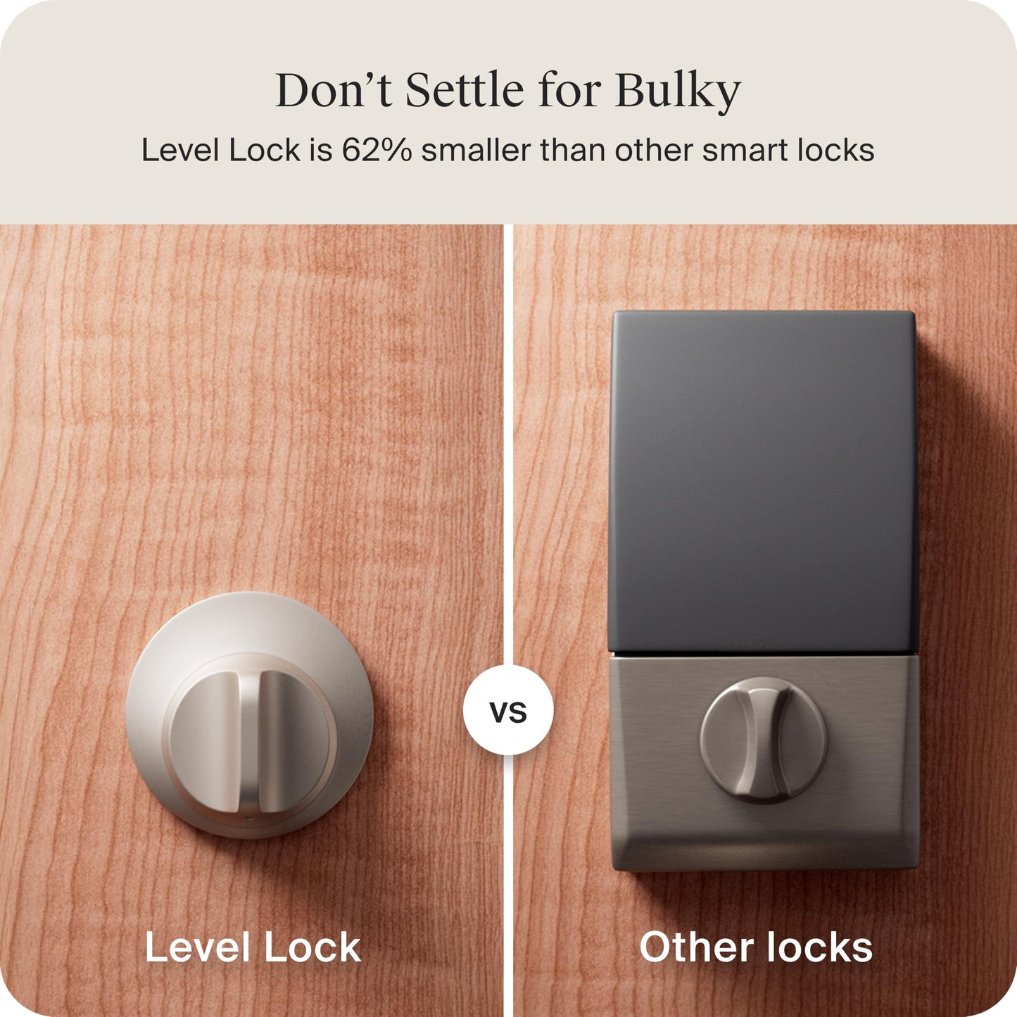 Level Lock Smart Lock - World's Smallest, Most Beautifully Designed Matter-Over-Thread Deadbolt - Level App for iOS & Android | Works with Apple Home (Satin Nickel)