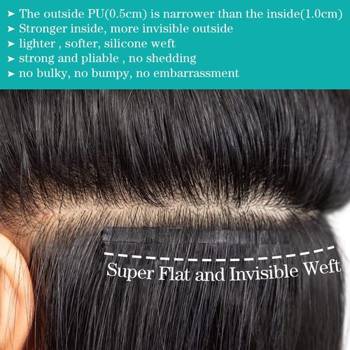 Liqusee Seamless Clip In Hair Extensions Real Human Hair Invisible PU Skin Weft Body Wave Clip Ins 100% Unprocessed Brazilian Remy Human Hair Extensions 7pcs with 16Clips 110g（Natural Black,22 inch）