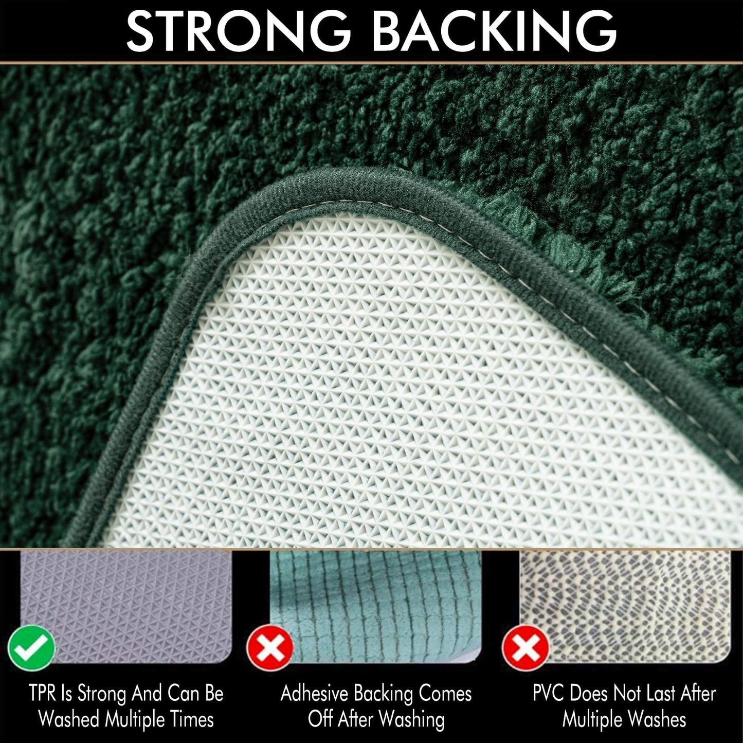 MIULEE Dark Green Bathroom Rugs Set 2 Piece, Non Slip Bath Mat with Absorbent Microfiber, Ultra Soft Thick Rugs for Bathroom Floor Tub Shower Christmas Decor, Machine Washable (16 x 24 Inches)