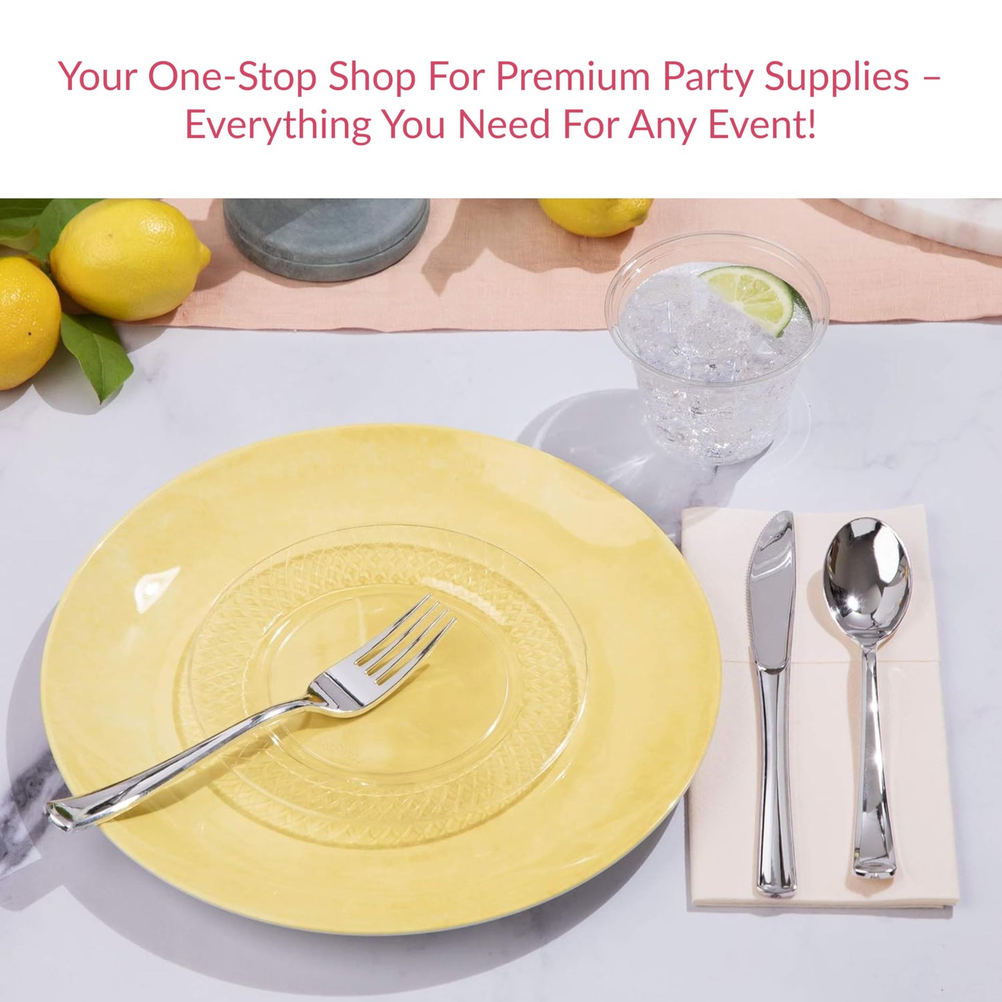 Prestee 100-Pack 9oz Gold Rimmed Plastic Cups Disposable Wine Glasses for Charcuterie, Weddings, Parties, and Events - Elegant Cocktail and Drinking Cups for Champagne, Martini, and Mocktails