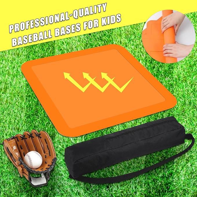 BIYQFCR Baseball Home Plate & Base 5-Piece Set – Ractice Training Equipment for Baseball, Softball, Kickball – 3 Base Plates, 1 Home Plate, 1 Pitcher’s Plate – Backyard, Field Use