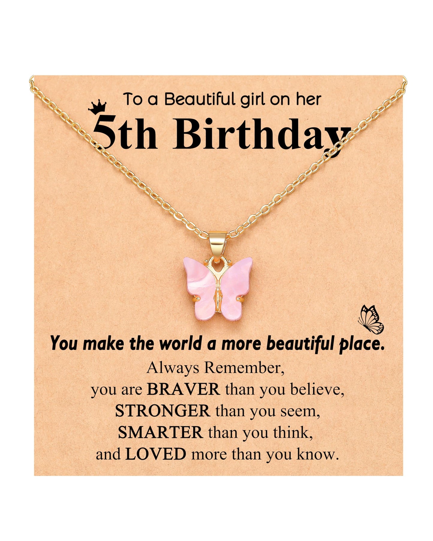 UNGENT THEM 5 Year Old Girl Birthday Gift Ideas Gifts for 5 Year Old Little Girls 5th Birthday Decorations Necklace
