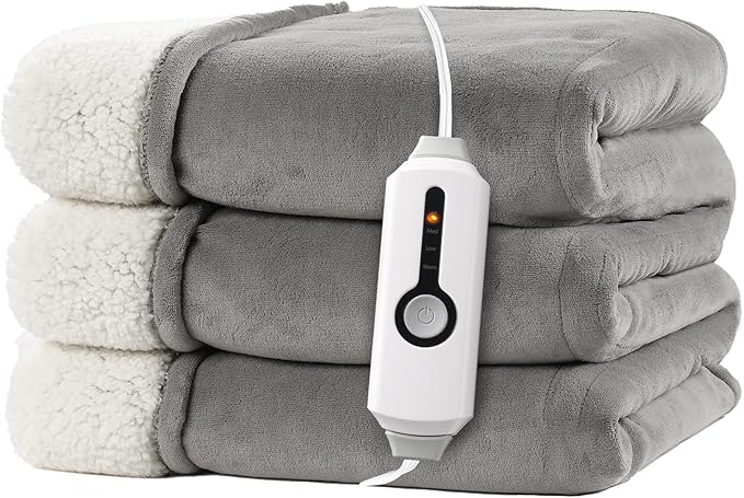 RALYSUN Electric Heated Blanket 72"x84" Full Size - Dual-Sided with Microplush & Sherpa Fabric, 4 Heat Settings & 10 Hours...