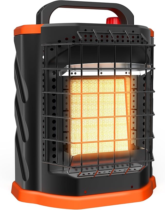Fitfirst Portable Propane Heater - 9000 BTU Outdoor Tent Heater for Camping, 2 Heat Settings & Tip-Over/ODS Protection, Es...