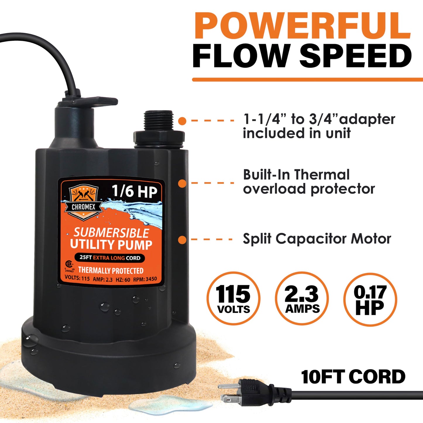 Chromex Tankless Water Heater Flush Kit with Gallon NSF Certified Liquid Descaling Solution and 1/6HP Extra Strength Pump