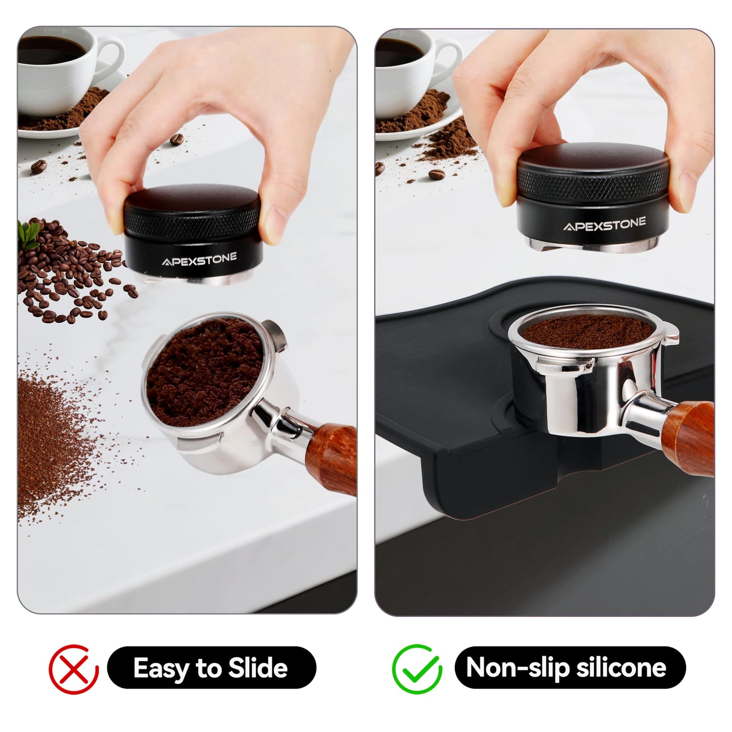 Apexstone Silicone Coffee Tamper Mat 8 Inch X 6 Inch, Espresso Silicone Mat, Espresso Tamper Mat, Coffee Tamp Mat