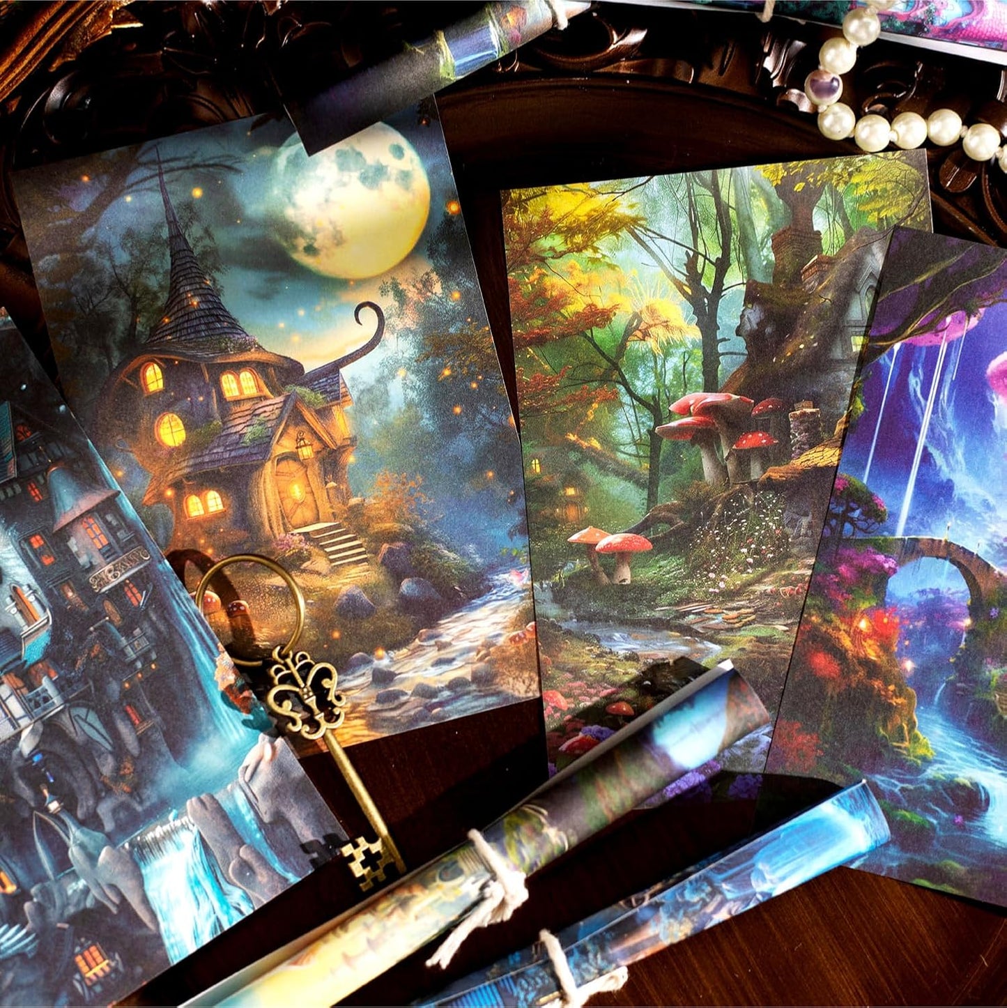 Fantasy Territory Scrapbook Paper Set, 150 PCS Mystical Ephemera Pack for Junk Journaling, Scrapbooking, Crafting, DIY Projects, Diaries, and Art Supplies