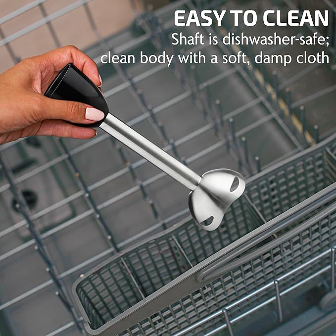 OVENTE Immersion Hand Blender, 300W Corded Electric Handheld Stick Mixer with 2 Mixing Speeds and Stainless Steel Blades for Smoothies, Purees & Baby Food, Black HS560B