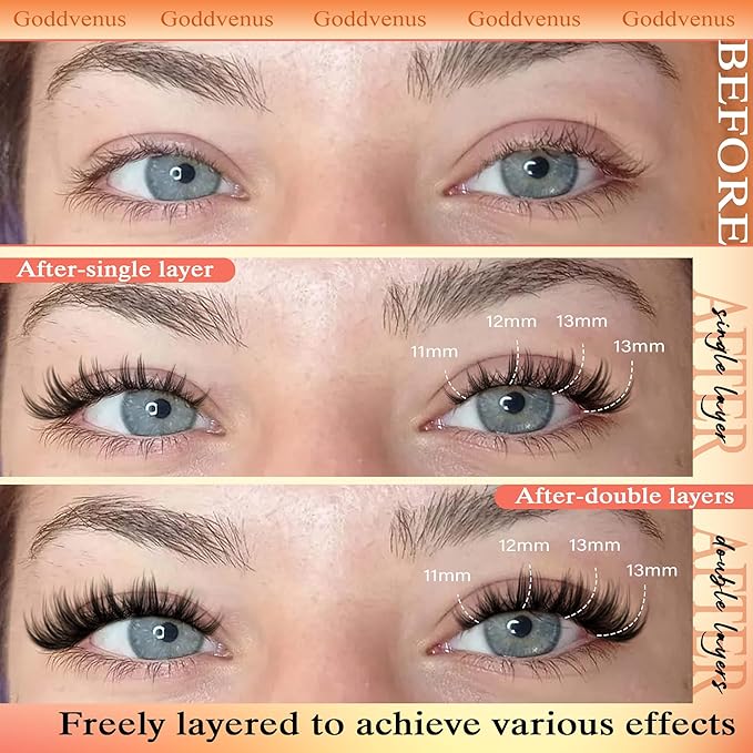 Manga Lash Clusters Wispy Natural Cluster Eyelash Extensions with Widespan Design Anime Eyelash Clusters (11-13mm Mixed)