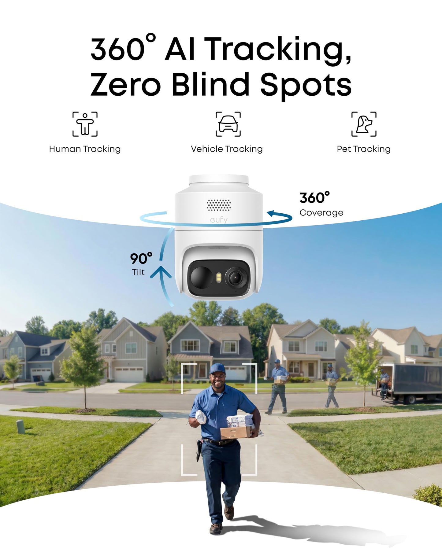 eufy Security eufyCam C37 4-Cam Kit, Security Cameras Wireless Outdoor, 360° AI Tracking with Pan and Tilt, 2K Solar Cameras, HomeBase Mini, Facial Recognition, No Monthly Fee, Color Night Vision